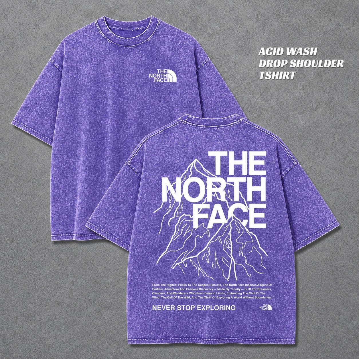 Premium Acid Wash Drop Shoulder T-Shirt - Slide 2