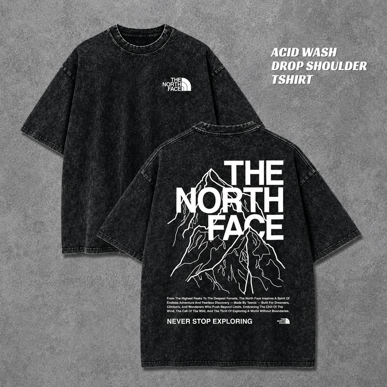 Premium Acid Wash Drop Shoulder T-Shirt - Slide 5